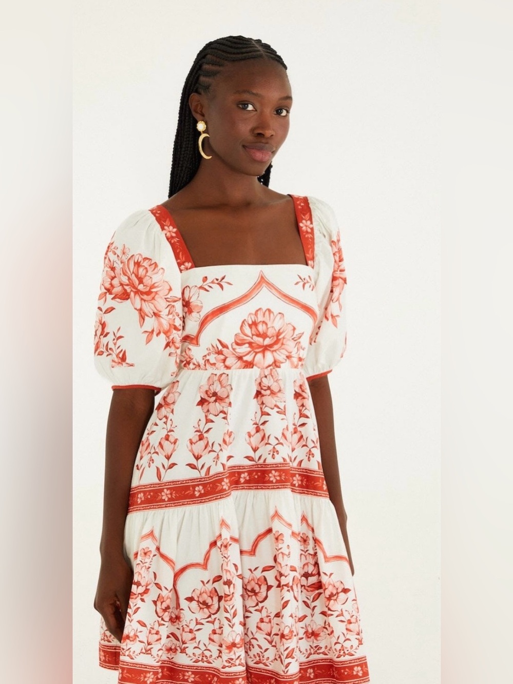 FARM Rio Red Porcelain Garden Mini Dress